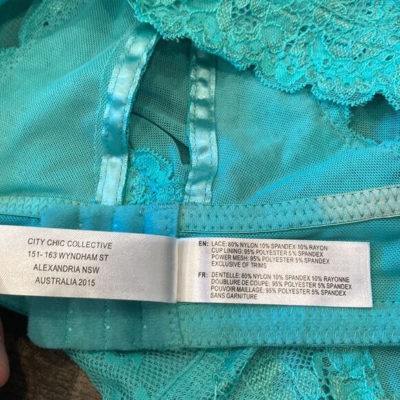 FOX & ROYAL. Plus Size Turquoise Lace Racerback Bralette XL - Picture 6 of 9